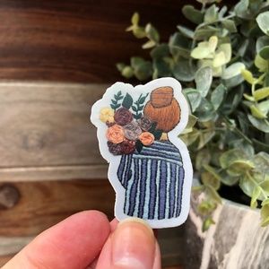 Laptop Sticker - Flower Girl Embroidery Inspired